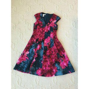 Meggy London Women's Red Green Floral Fit & Flare